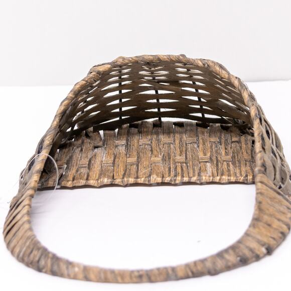 Primitive Rustic Grey Wash Wicker Oval Hanging WALL BASKET Country Cottage Decor - Picture 4 of 4